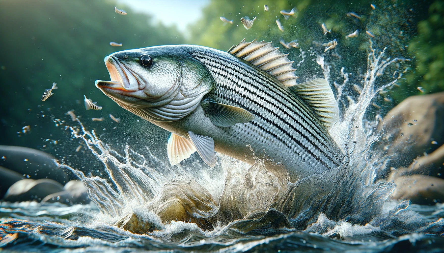 Jumping Striped Bass, , , , , ,