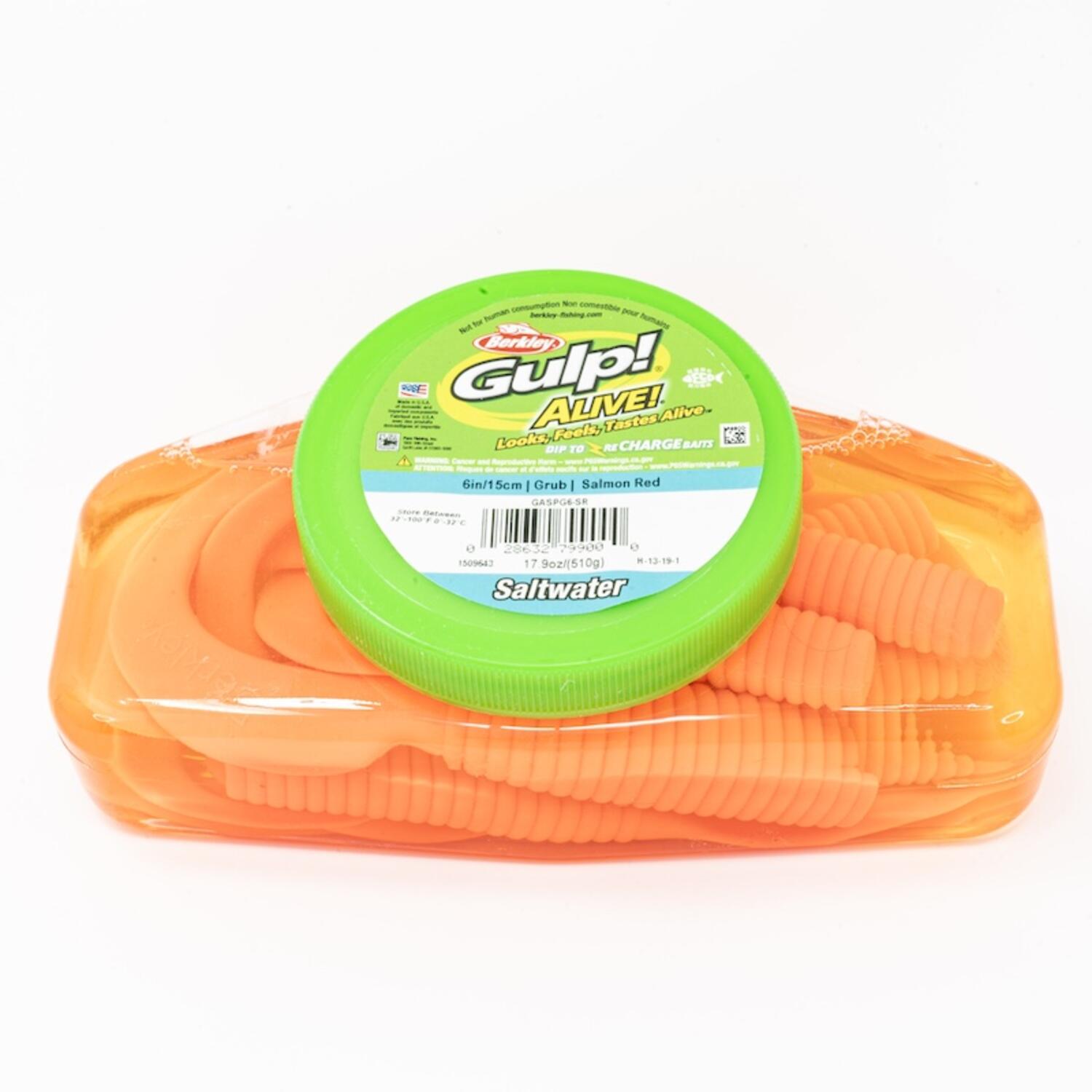 berkley gulp gulp alive plastics tackle box burn storage Berkley Gulp! Alive! Saltwater Grub - Salmon Red