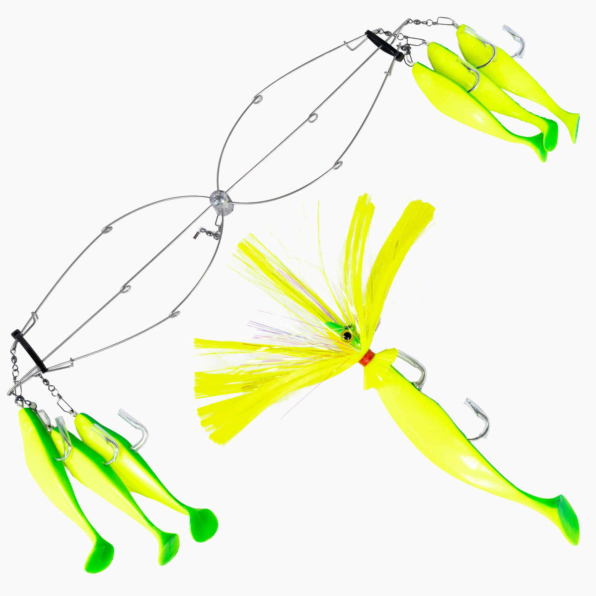 Blue Water Candy 6 Arm Umbrella w/ 4oz Parachute Chartreuse