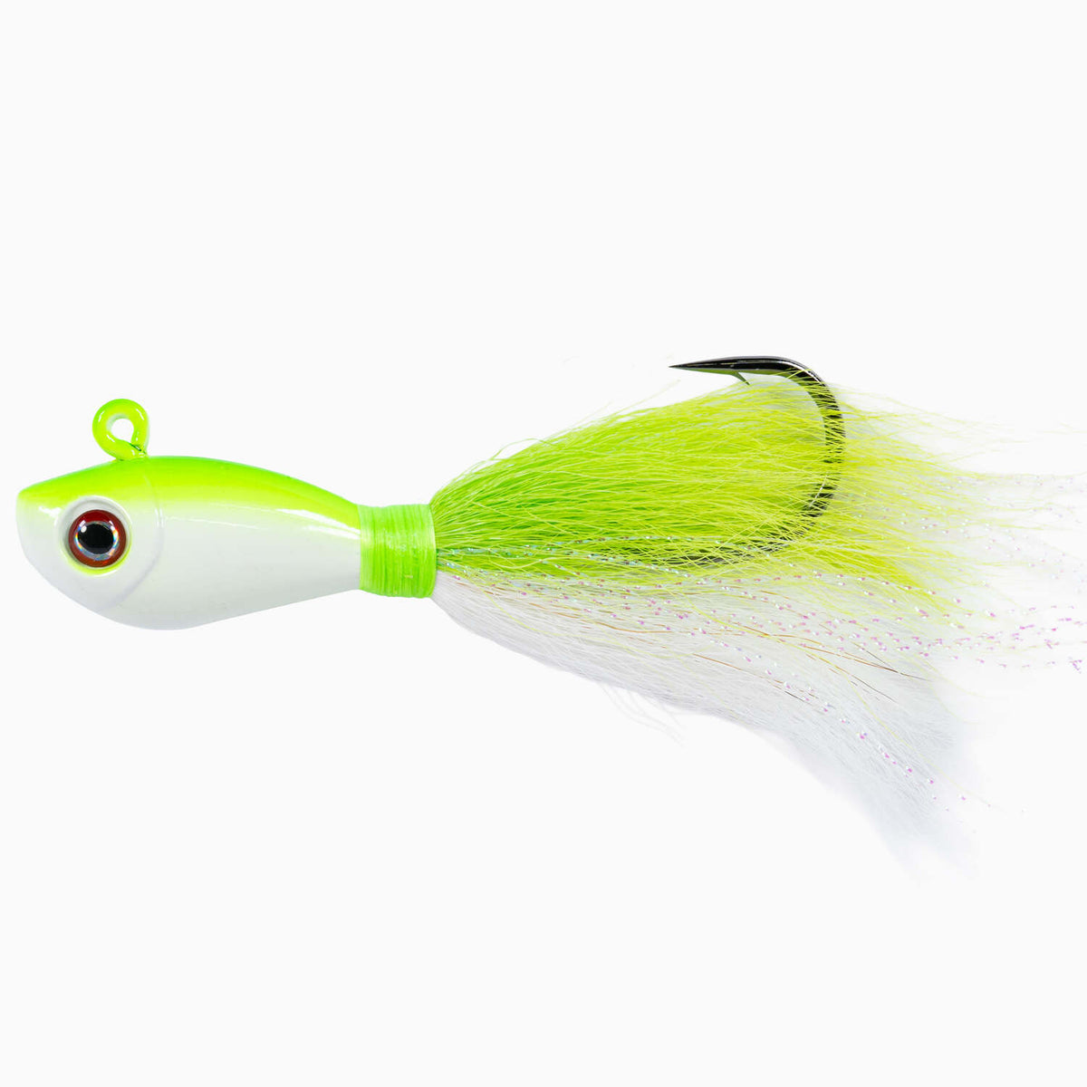 Dark Matter John Skinner Fixed Hook Fluke Bucktails Chartreuse White