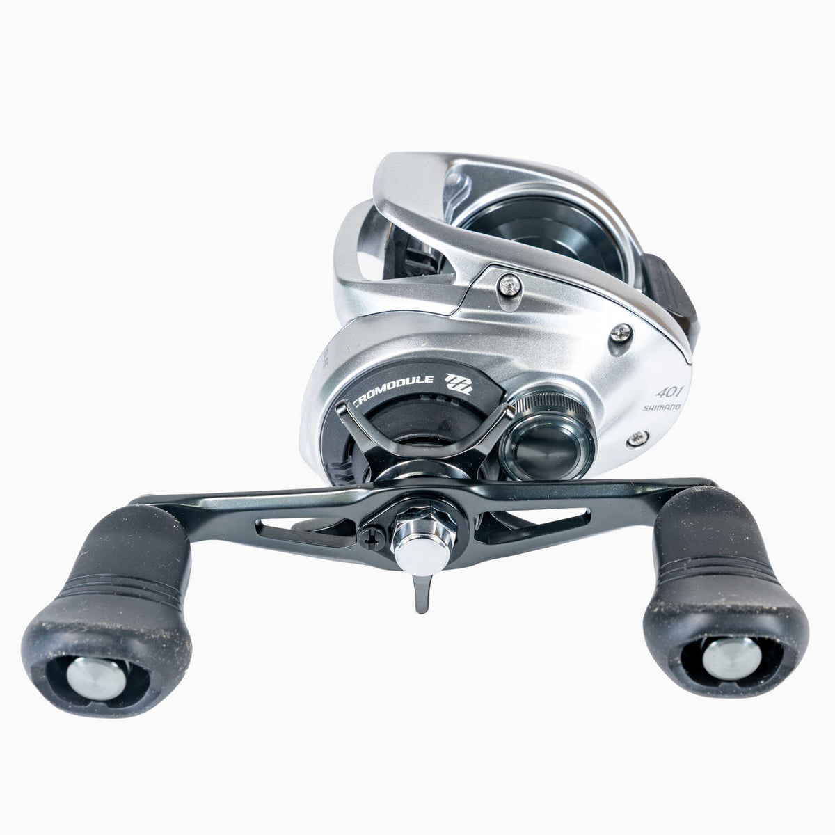 Shimano Tranx 401 B Baitcasting Reel;Shimano Tranx 401 B Baitcasting Reel Handle;Shimano Tranx 401 B Baitcasting Reel Sideplate;Shimano Tranx 401 B Baitcasting Reel Top