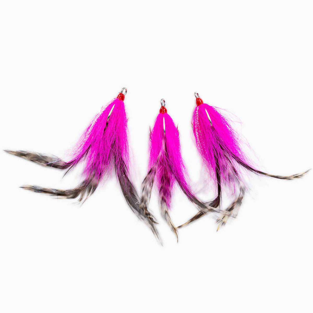 STRIPER GEAR DRESSED TREBBLE HOOKS With BUCKTAIL FEATHER Pink