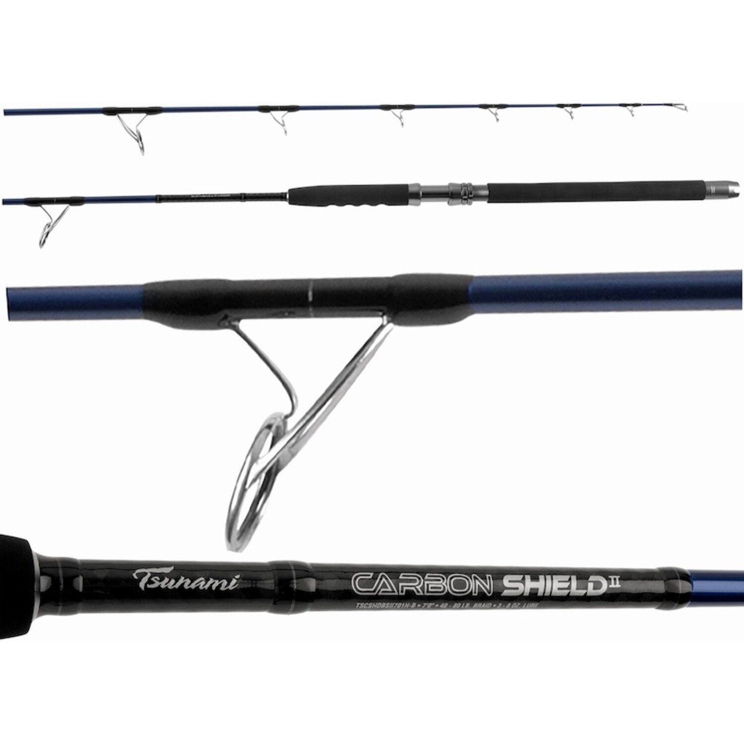Tsunami Carbon Shield II Boat Spinning Rods J&H Tackle