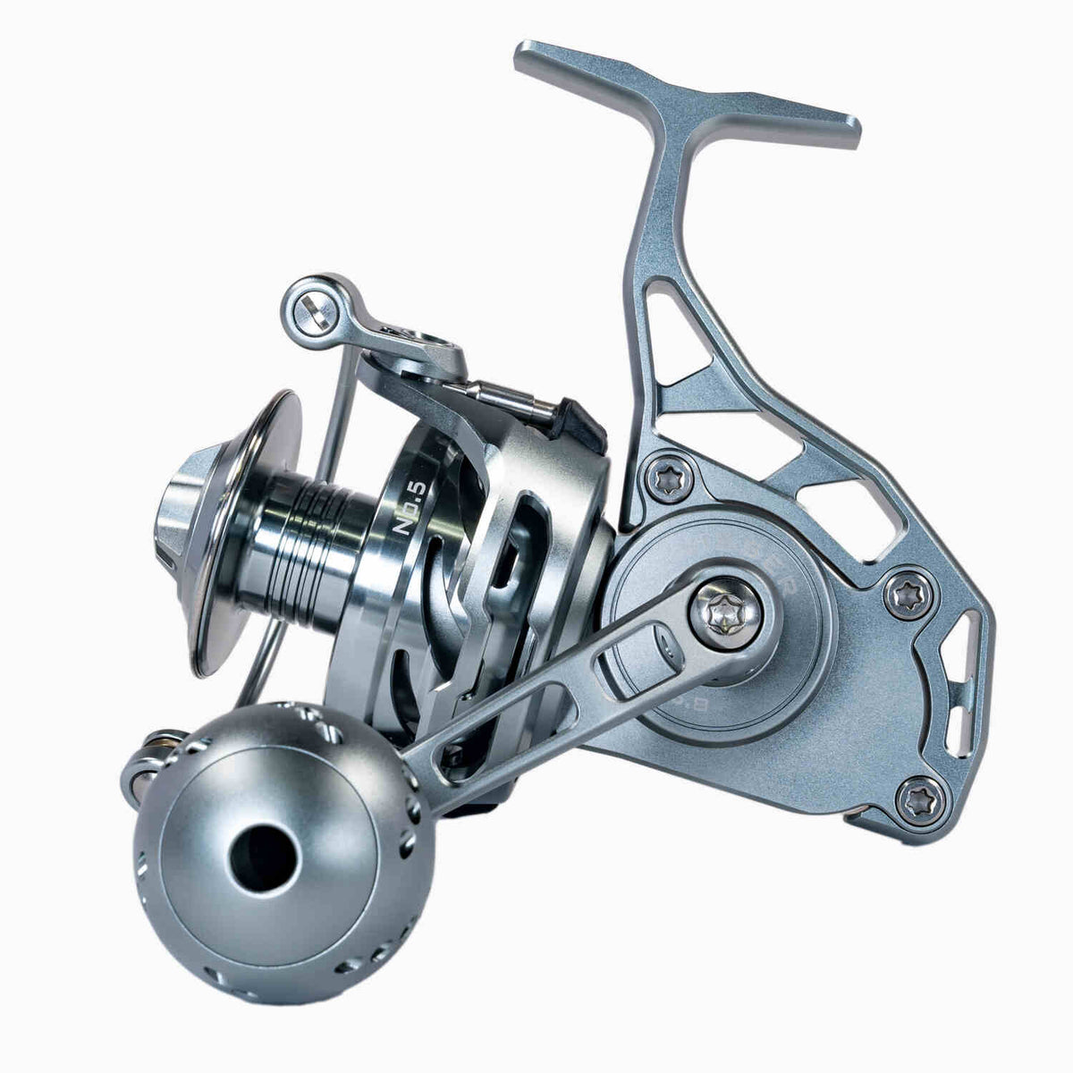 Visser-4-Spinning-Reel-Blue-Handle_1;Visser-Spinning-Reel-Gunsmoke-Front_1;VisserNo.5-B-spinning-reel_1;;Visser Spinning Reels Gunmetal 5;Visser Spinning Reels Gunmetal 5 Sideplate;Visser Spinning Reels Gunmetal 5 Handle